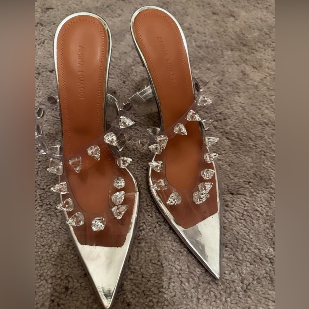 Amina Muaddi PVC crystal heels  Size  35 Euro or 5 US . Like New
